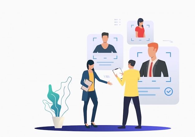 Human Resource Management System 1 recruiting professionals studying candidate profiles 1262 21404 Human Resource Management System Vatsin Technology Solutions