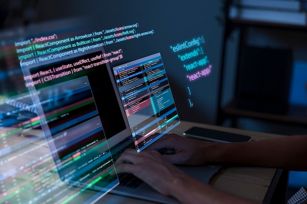 programming background with person working with codes computer 23 2150010125 Web Development Services Vatsin Technology Solutions